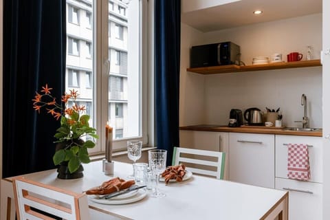 Dining table and kitchenette