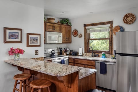 Open and light fully stocked kitchen