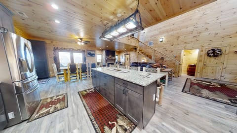 Kitchen view looking over cabin