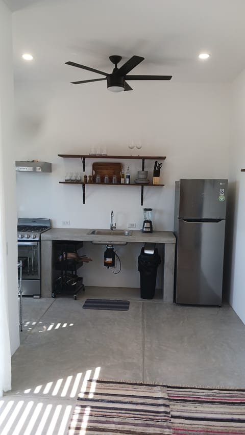 Fridge, oven, stovetop, coffee/tea maker