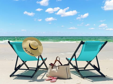 Beach nearby, sun loungers