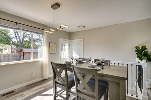 Dining Area | Dishware & Flatware Provided | Backyard Access