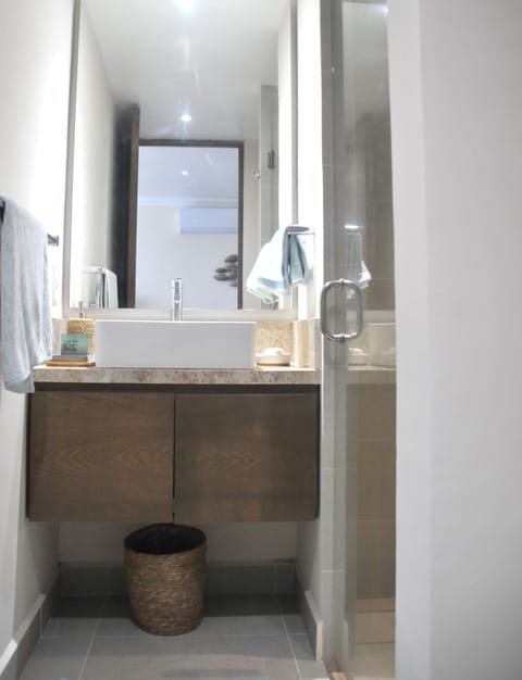 Experience convenience and cleanliness in our carefully designed bathroom.