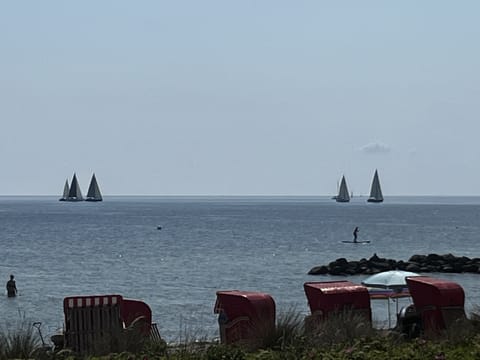 Beach nearby, sun loungers