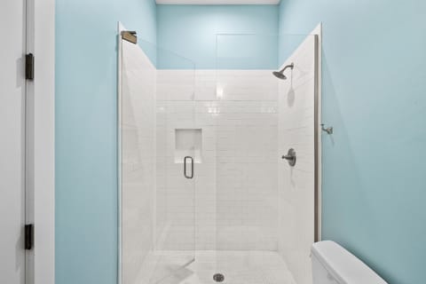 Combined shower/tub, hair dryer, towels