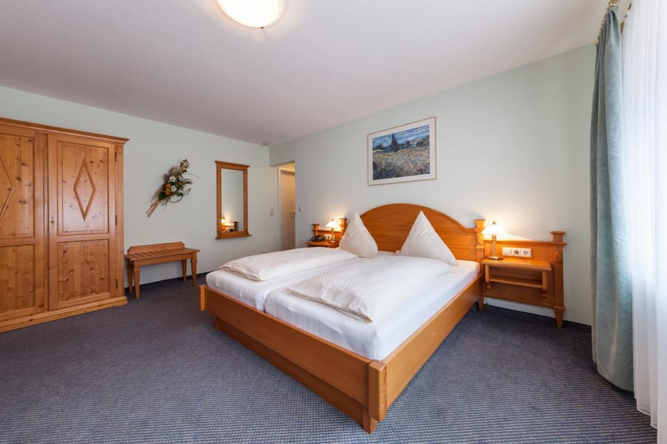 Bed, wardrobe