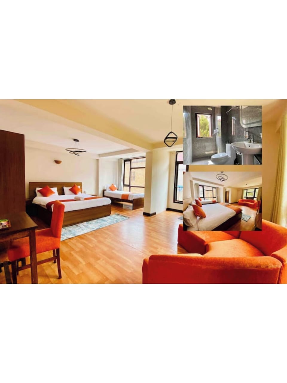 Spacious large family room with two beds and sofa Kathmandu
