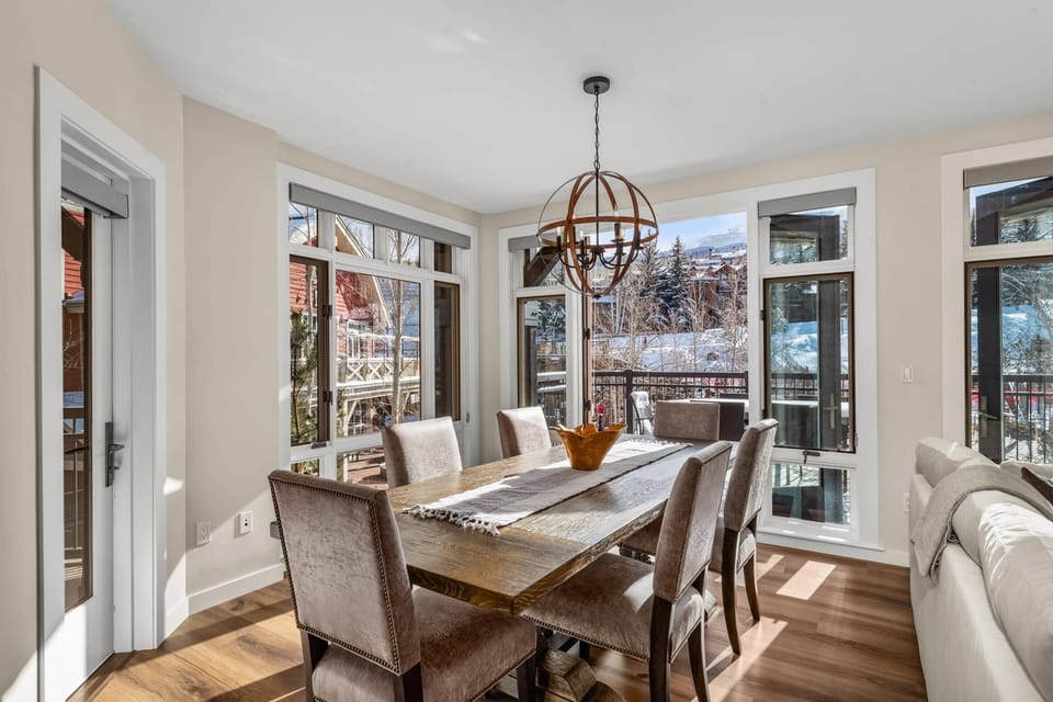 Enjoy meals at this dining table for 6 surrounded by natural light