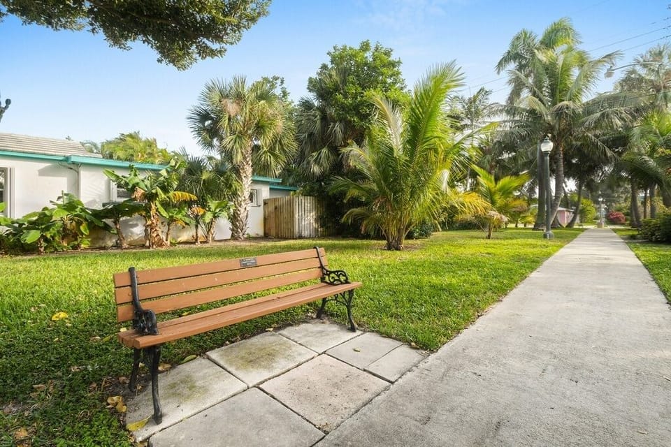 Walking path next to house