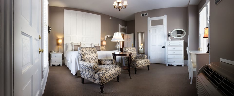 Premium bedding, pillowtop beds, desk, laptop workspace