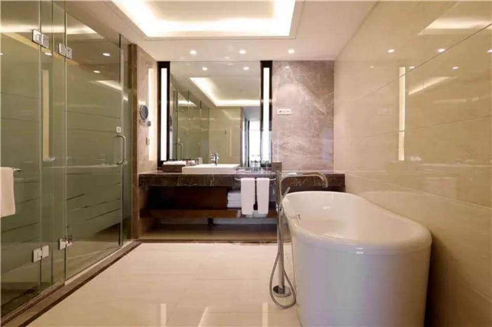 Deluxe Apartment | Bathroom | Free toiletries, hair dryer, bathrobes, slippers